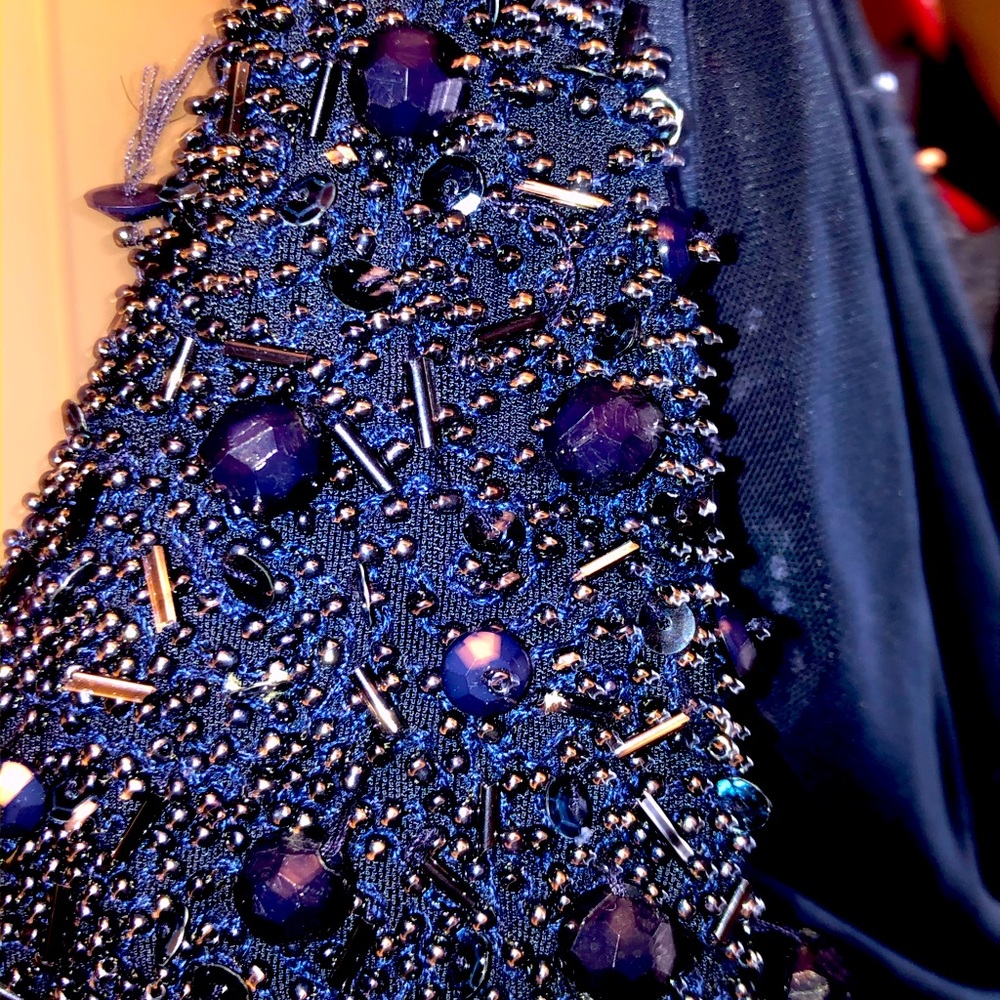 Stunning Navy Blue Sequins Dress